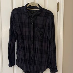 Rails button down plaid shirt size medium black and gray